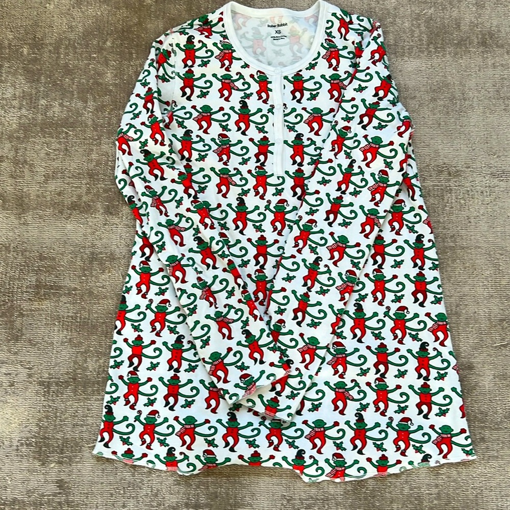 Roller Rabbit Monkey Christmas Pajama set Womens XS.